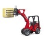 Bruder incarcator compact Schaffer 2630 cu graifer si un balot rotund